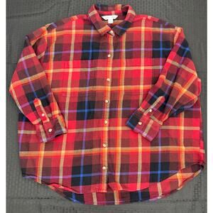 Old Navy "The Boyfriend Shirt" Women's' Red Plaid Flannel - 2XL